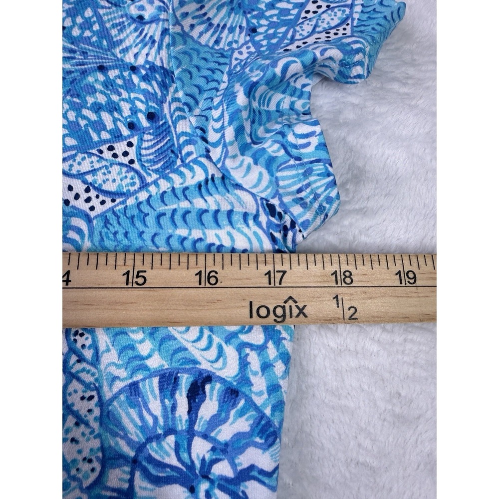 Lilly Pulitzer Solsana Maxi Dress Womens Medium Blue Shell Print UPF 50+ Knit - Picture 8 of 10